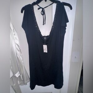 Express black low cut mini dress NWTS Medium